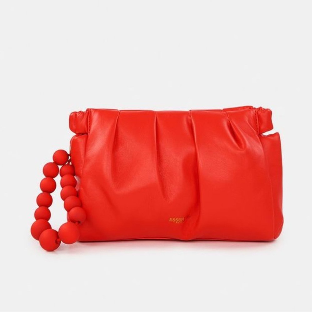Elegant Red Clutch with Beaded Handle